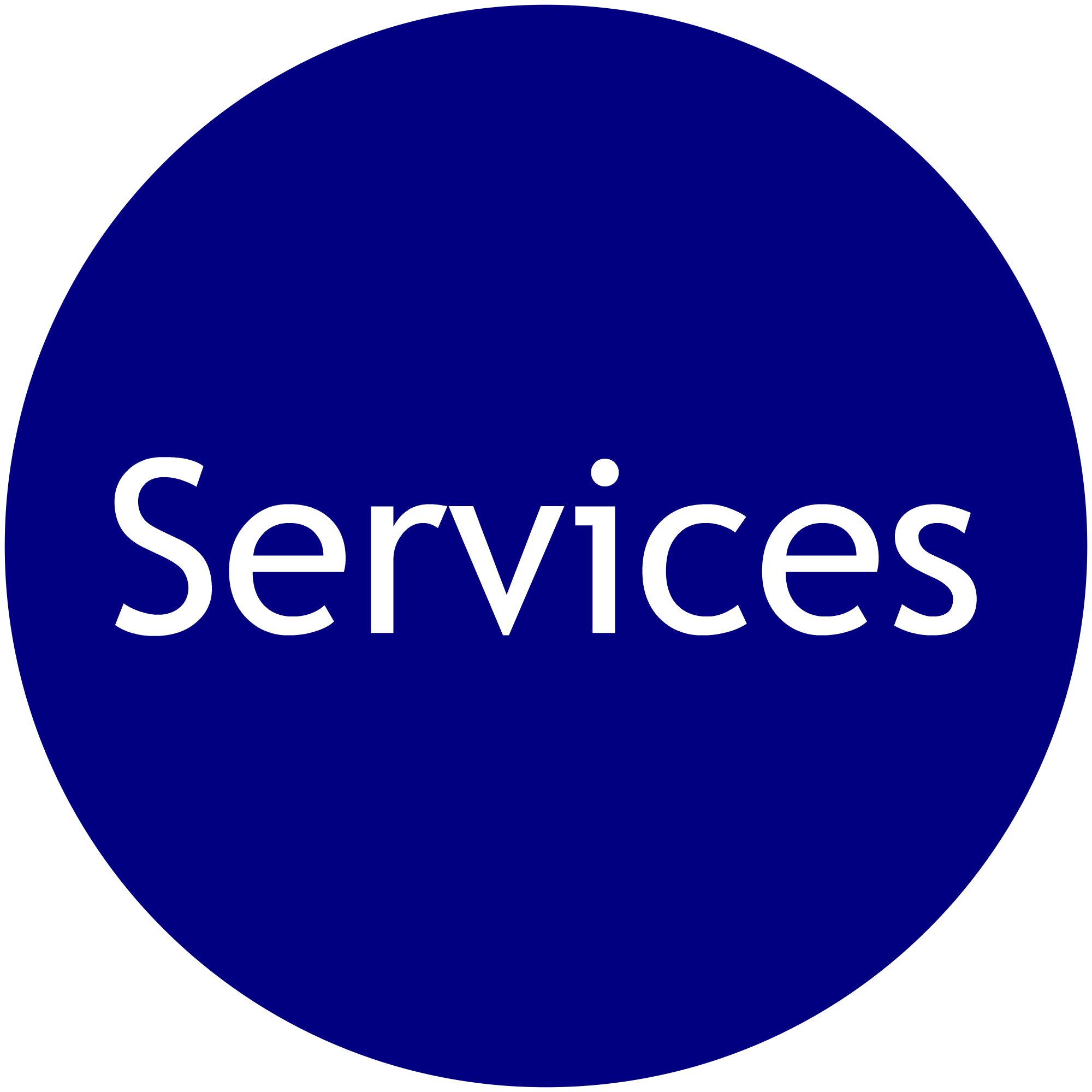 A blue circle with the word services written in it.