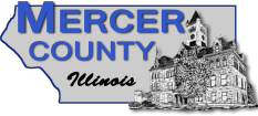 A black and white picture of the city of mercer county.